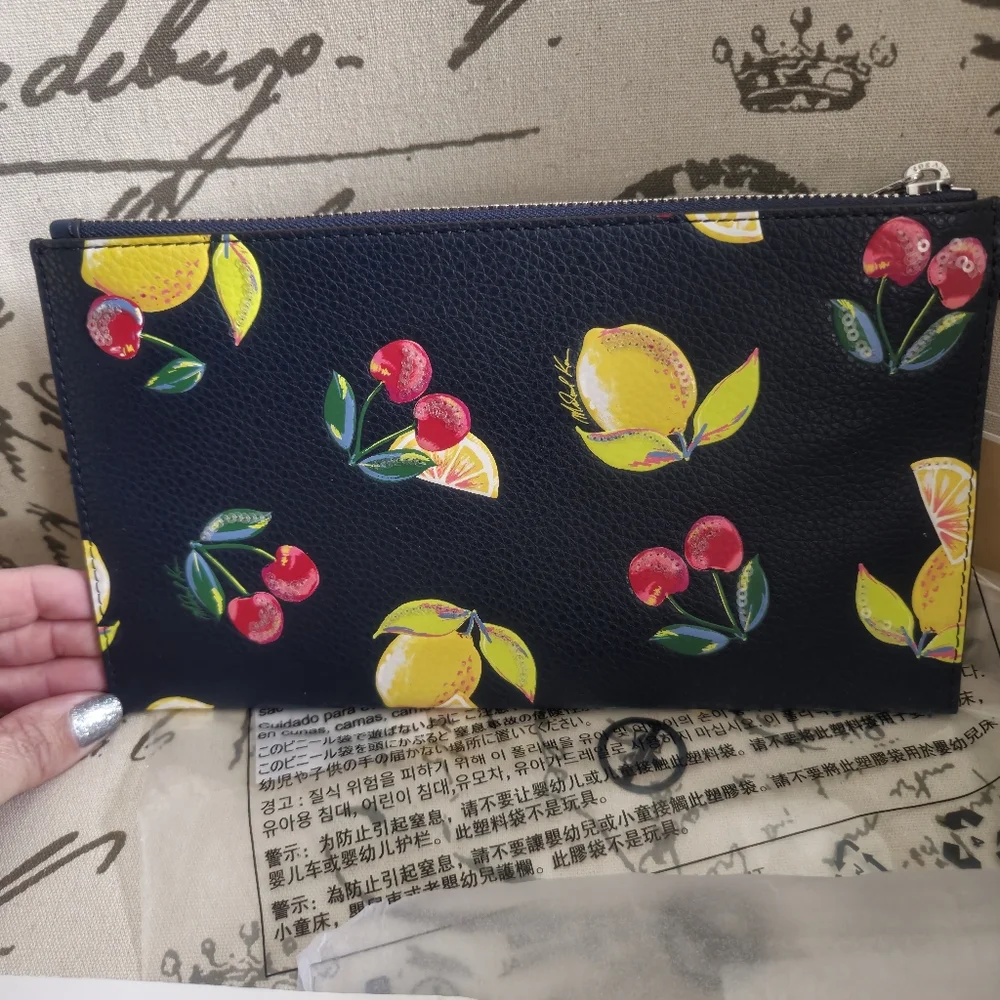 Michael Kors Jet Set Travel Large Sequined Fruit Print Wristlet NWT - Picture 6 of 6